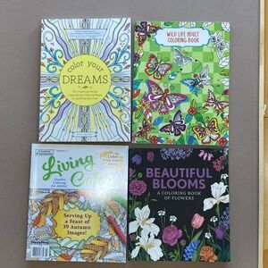 Set of 4 Adult Coloring Books floral, butterfly’s, dreams & Fall